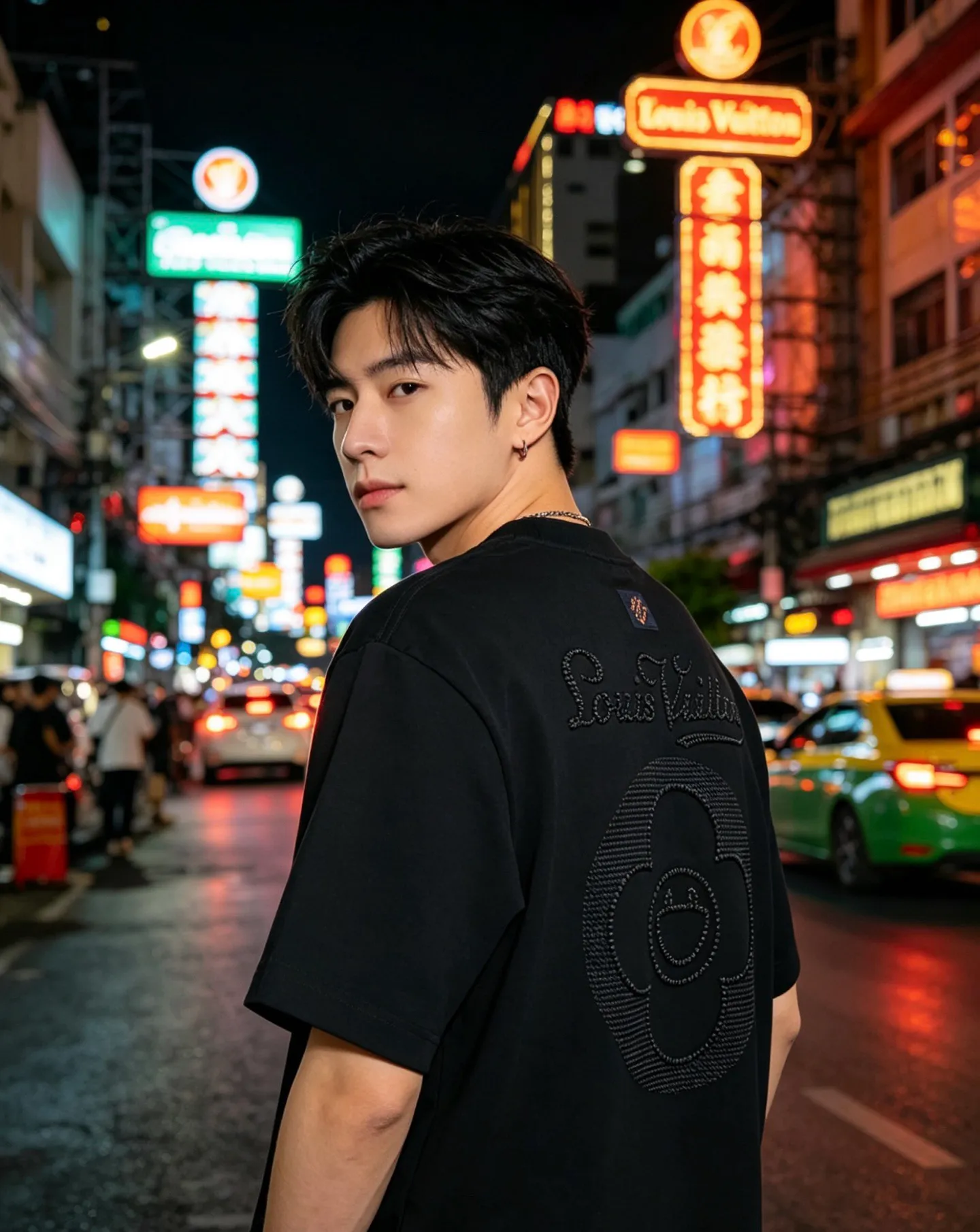 Louis Vuitton/Louis Vuitton round neck short sleeves with sunflower embroidery on the back